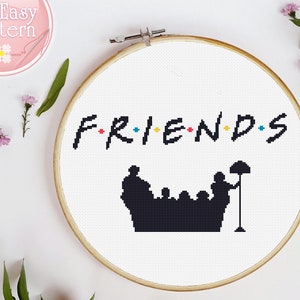 Cross Stitch Pattern PDF Friends cross stitch Funny xstitch pattern Easy cross stitching chart PDF pattern