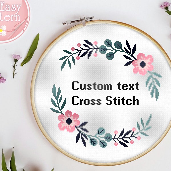 Custom cross stitch pattern quote, Your words here cross stitch chart, personalized cross stitching Pdf, Gift idea for embroidery design