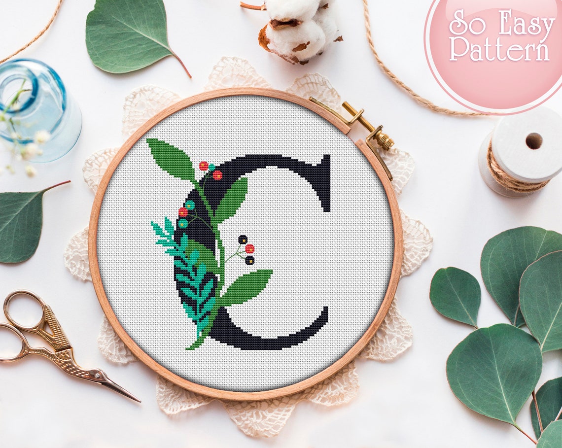 Cross Stitch Letters C Monogram cross stitching Etsy