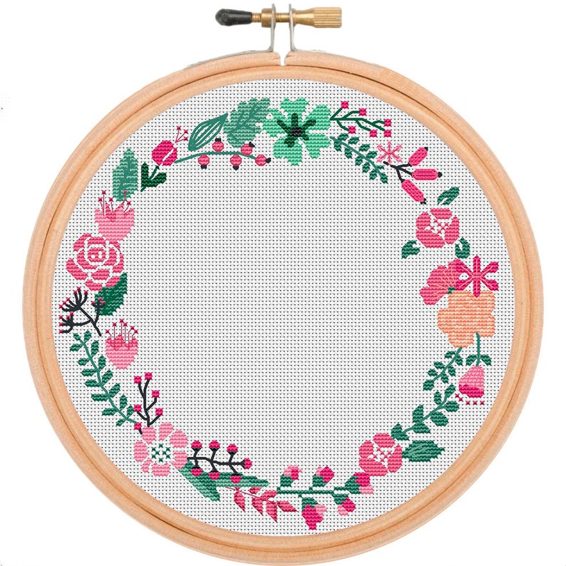 Download Floral Wreath cross stitch pattern PDF Flower cross stitch ...