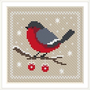 Oiseaux d'hiver point de croix PDF Christmas Modern Cross Stitch Pattern Holiday cross stitch, Xmas cross stitching et Christmas decoration xstitch