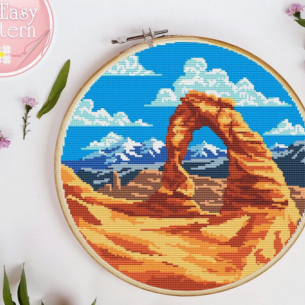 Landscape Modern Cross Stitch PDF pattern Arches National Park Cross Stitch Desing Nature Cross Stitch Counted Cross Stitch Chart Xstitch