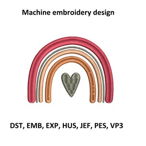 Boho Rainbow Embroidery Design, Machine Embroidery instant download file