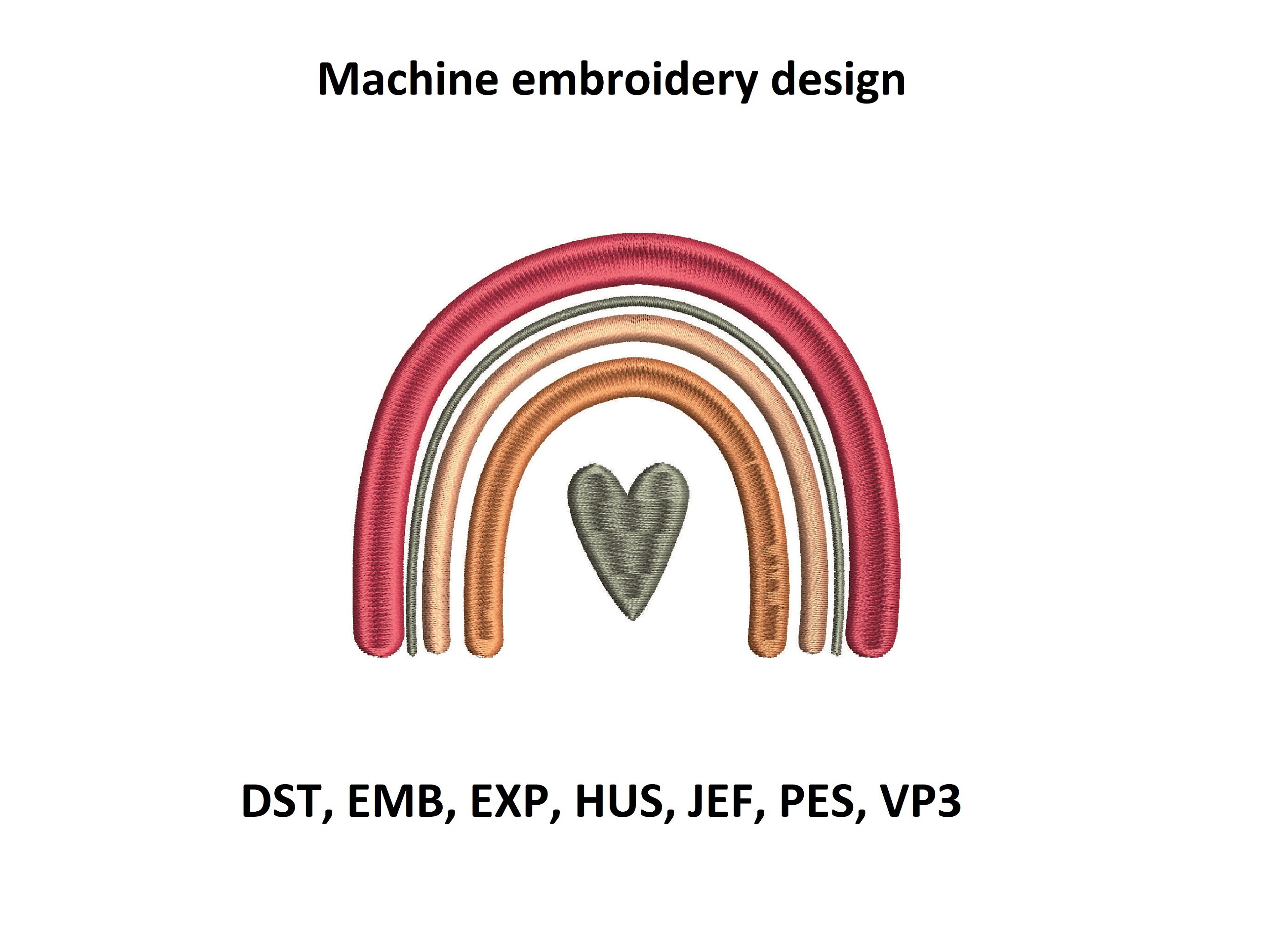 Boho Rainbow Embroidery Design, Machine Embroidery Instant Download ...