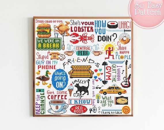 Friends TV Show Cross Stitch Pattern Best Friends Quotes Cross Stitch Sampler Modern xstitch chart Movie Cross Stitch Friends Art embroidery