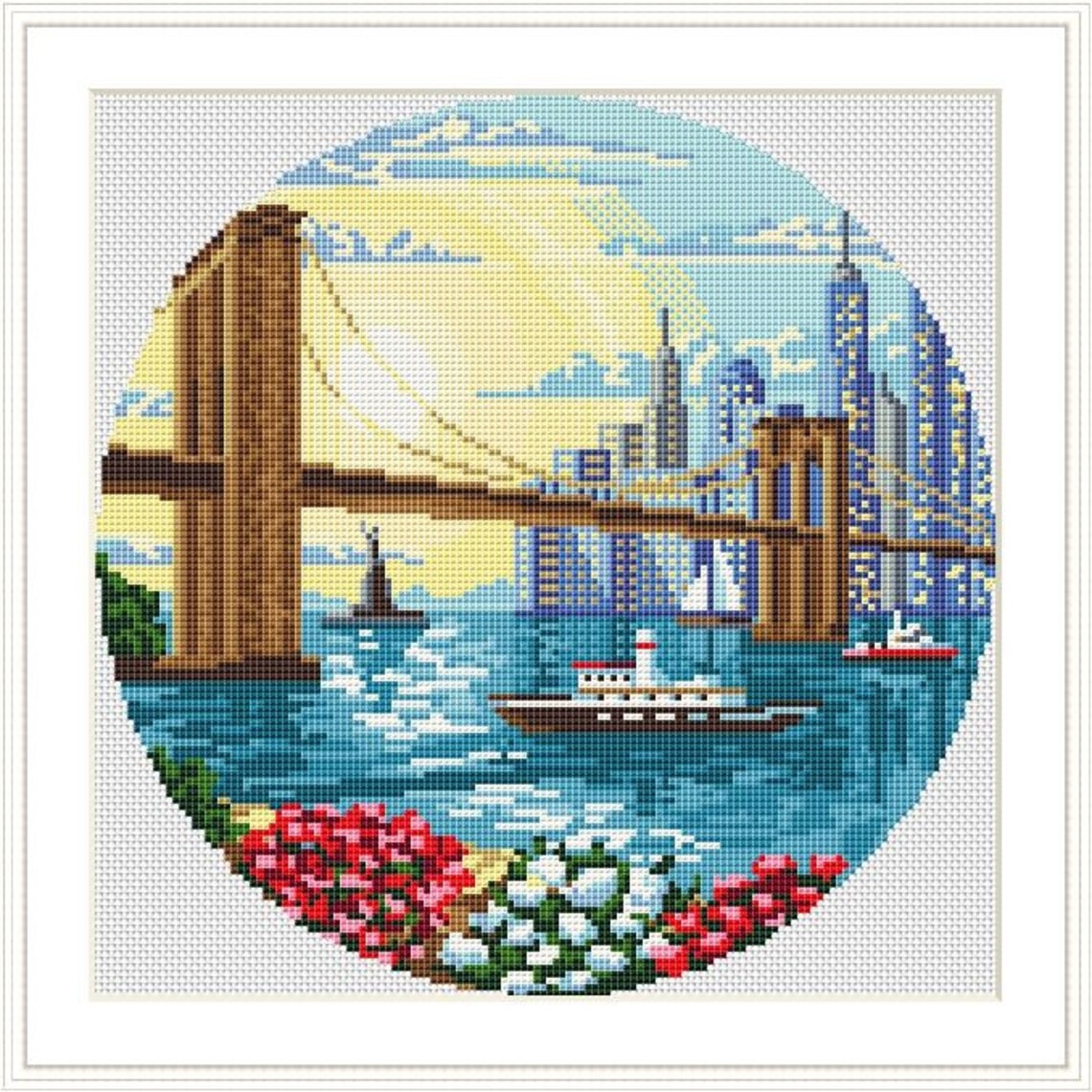 Starter Cross Stitch Kit Brooklyn Bridge Cross Stitch Kit Etsy