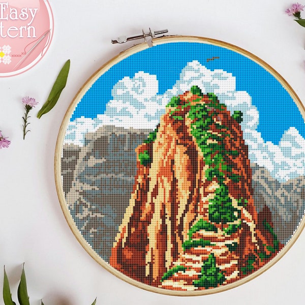 Nature Cross Stitch Pattern PDF Zion National Park Counted Cross Stitch Chart Landscape Mountains Modern Cross Stitch DesignXstitch pattern