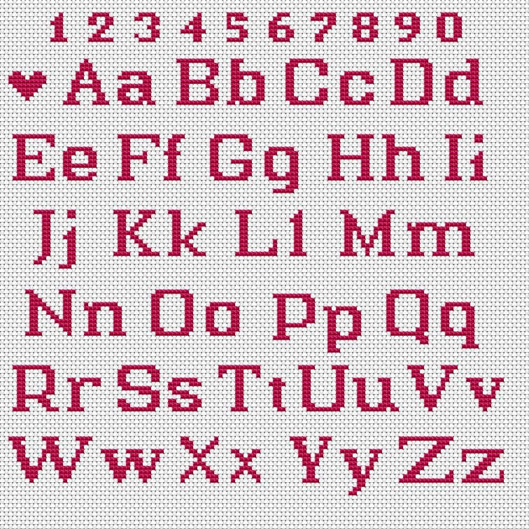 Cross Stitch Letters Pattern, Cross Stitch Font, Counted