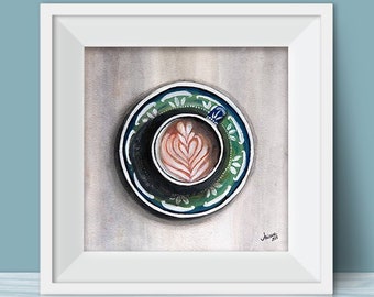 Print of Acrylic and Watercolor Painting Breakfast Series- Caffè Latte