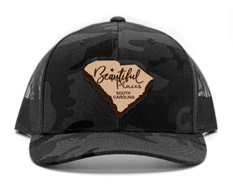 Homeland Tees Men's South Carolina Leather Patch Trucker Hat - Heather
