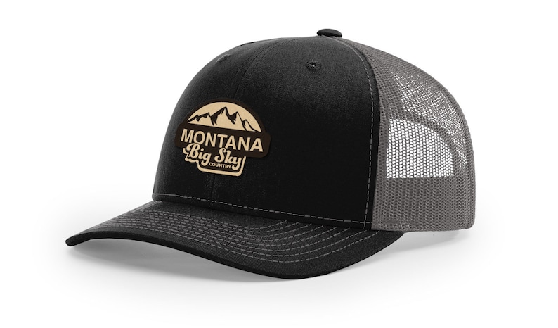 Iconic Collection Ball Cap Montana Black Classic Trucker Cap Great Gift | Genuine Leather Patch Adjustable Snapback Montana Hat