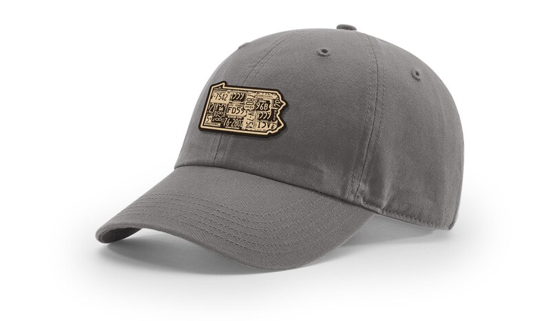 Pennsylvania outline adjustable hat Pennsylvania Navy Dad Cap Vintage License Plate Design |Keystone PA Vintage Design | Leather Patch