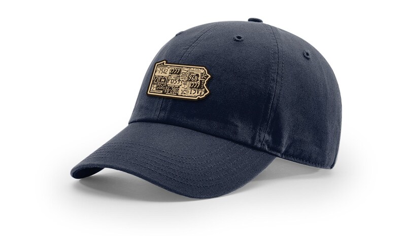 Pennsylvania outline adjustable hat Pennsylvania Navy Dad Cap Vintage License Plate Design |Keystone PA Vintage Design | Leather Patch