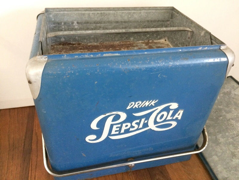 Vintage 1950s PEPSICOLA Ice Cooler Chest Box with Lid Tray Etsy
