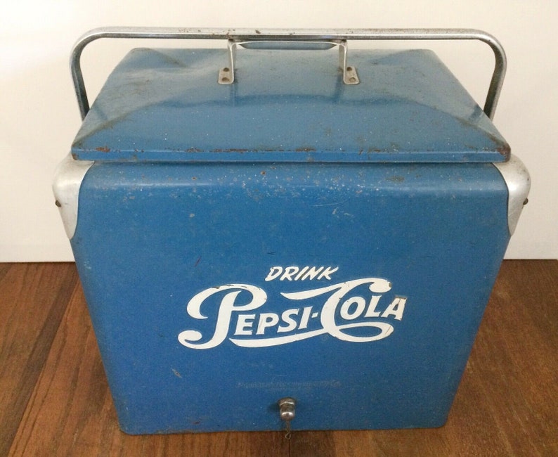 Vintage 1950s PEPSICOLA Ice Cooler Chest Box with Lid Tray Etsy