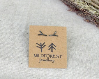 Twig Stud Earrings in Oxidised Silver | Minimalist Simple Everyday Studs in Sterling Silver |Tree Branch Earrings | Handmade Jewellery