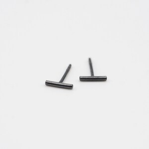 Silver Bar Earrings | Line Stud Earrings in Black Oxidized Silver | Minimalist Bar Earrings Perfect for Everyday Wear and Multiple Piercings