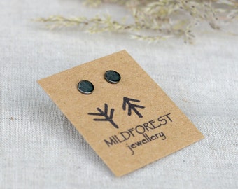 Zwarte stippen 5 mm | Zilveren oorbellen | Geoxideerde zilveren oorbellen | Sterlingzilveren sieraden | Minimalistische studs
