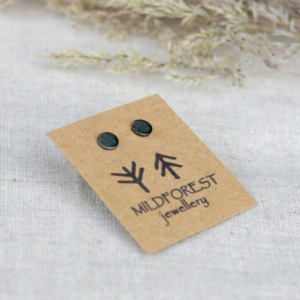 Black Dots 5 mm | Silver Earrings | Oxidised Silver Earrings | Sterling Silver Jewellery | Minimalist Studs