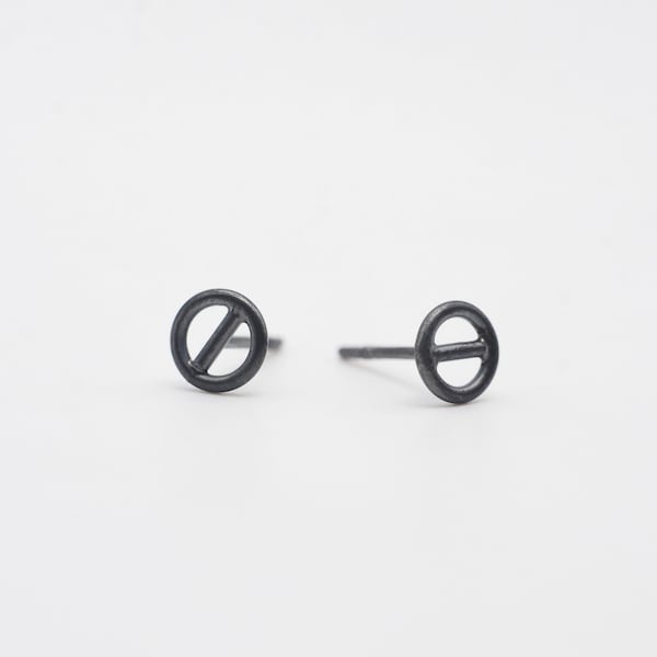 Oxidised Silver Studs | Stud Earrings | Silver Jewellery | Minimalist Studs | Black Earrings | Circle Earrings | Geometric Earstuds