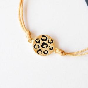 Leopard plate bracelet, enameled 18k gold plated sterling silver