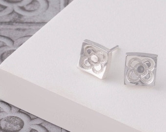 Barcelona flower panot earrings, sterling silver