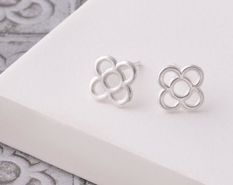 Barcelona flower earrings, sterling silver