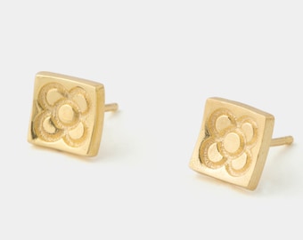 Barcelona flower panot earrings, 18k gold plated sterling silver