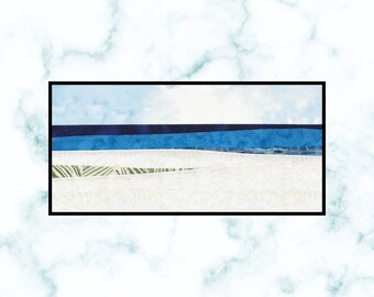 12" x 6" Art Quilt on canvas, beach quilt, fiber art, hanging landscape quilt, wall art, landscape wall quilt, beach art, available as a kit