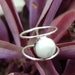 White Howlite Ring Sterling Silver Marble Ring Double Band image 1