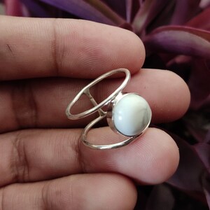 Buy White Howlite Ring, Sterling Silver, Marble Ring, Double Band Ring ...
