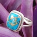 Blue Copper Turquoise Ring Sterling Silver Ring Statement image 1
