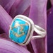 Blue Copper Turquoise Ring Sterling Silver Ring Statement image 1