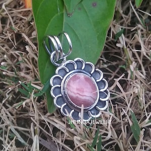 Rhodochrosite Pendant Sterling Silver Elegant Pendant Anniversary Gift Ultimate Minimalist Pendant Boho Pendant Promise Pendant Gift for Her