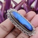 Labradorite Ring Sterling Silver RingLong Stone Ring Blue image 0