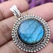 Labradorite Pendant 925 Sterling Silver Deep Blue Flash image 0