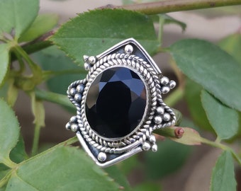 Black Onyx Ring, 925 Silver Vintage Ring, One Of Kind Ring, Onyx Jewelry, Faceted Stone Ring, Filigree Ring, Promise Ring, Anniversary Gift