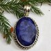 Sapphire Pendant Sterling Silver Blue Oval Pendant Vintage image 0