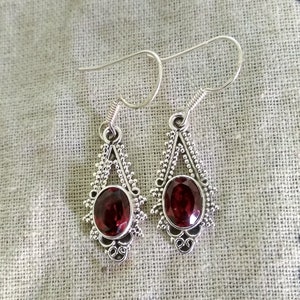 Natural Garnet Earrings Statement Earring Dangle Drop Earring Designer Earring Gift Ideas January Birthstone Boho Earring Minimalist Earring