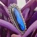 Labradorite Ring Sterling Silver RingLong Stone Ring Blue image 1