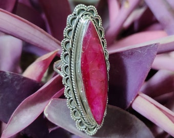 Rubin Ring, Sterling Silber, zierliche Ring, Juli Birthstone, Ring vorschlagen, Rubin Schmuck, lange Ringe, Rubin Silber Ring, E