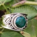 Emerald Ring Sterling Silver Wide Band Ring Gypsy Ring image 0