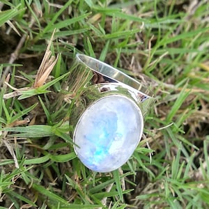 Rainbow Moonstone Ring Sterling Silver Ring Promise Ring Motivational Ring Boho Ring Wide Band Ring Wedding Party Ring June Birthstone Ring