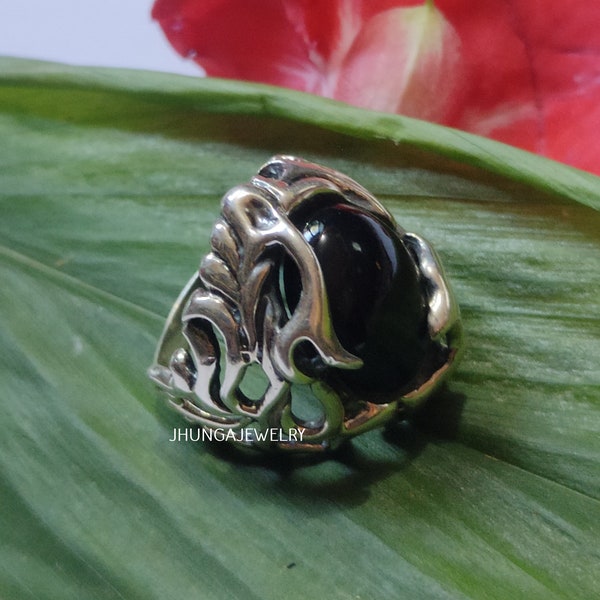 Black Onyx Ring, Sterling Silver Skeleton Ring, One Of Kind Ring, Unique Ring, Modern Ring, Vintage Ring, Statement Ring, Southwestern Ring