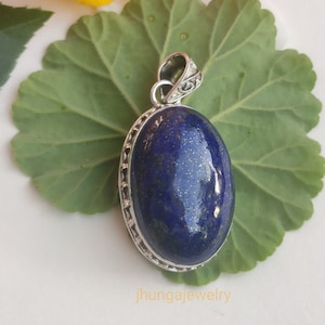 Lapis Pendant, Sterling Silver, Artisan Pendant, September Birthstone , Boho Pendant, Bridal Gift, Lapis Lazuli Jewelry, Wedding Pendant