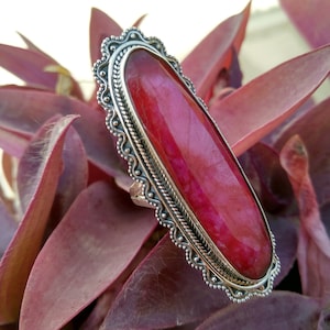 Long Ruby Ring, Sterling Silver Long Ring, Birthday Gift, Propose Ring Ruby Jewelry, Ruby Silver Ring, Eternity Ring, Wedding Promise Ring