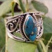 Blue Copper Turquoise Ring Sterling Silver Wide Band Ring image 0