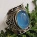 Blue Chalcedony Ring Sterling Silver Vintage Ring Blue Stone image 0
