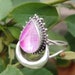 Pink Moonstone Ring Sterling Silver Crescent Moon RingBoho image 0