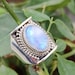 Natural Moonstone Ring Sterling Silver Ring Healing Ring Blue image 0